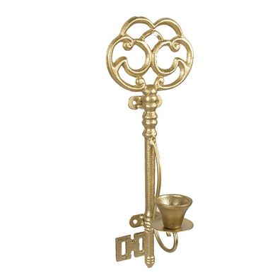 Clayre & Eef Kerzenständer Schlüssel 34 cm Goldfarbig Eisen (Gr. 13x9x34 cm)