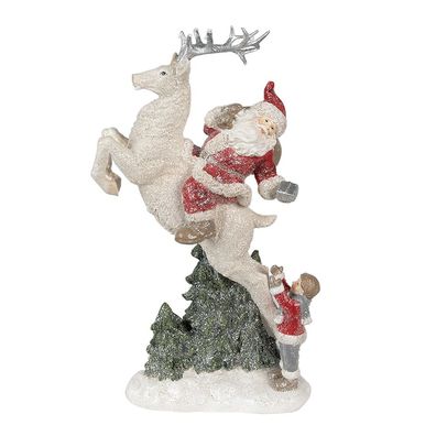 Clayre & Eef Figur Weihnachtsmann 33 cm Rot Weiß Polyresin (Gr. 19x10x33 cm)