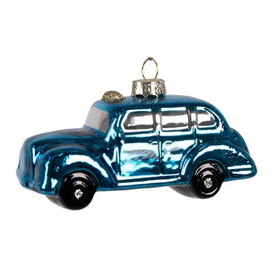 Clayre & Eef Weihnachtsanhänger Auto 5 cm Blau Glas