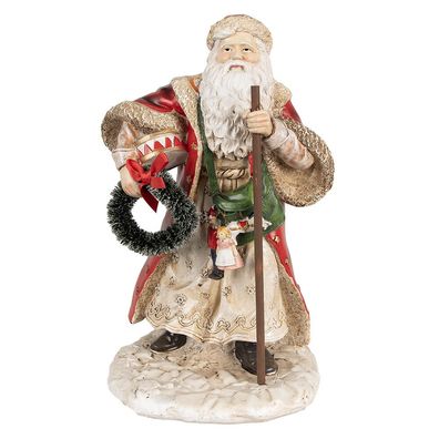 Clayre & Eef Dekorationsfigur Weihnachtsmann 25 cm Rot Beige Polyresin