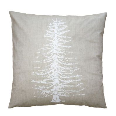 Clayre & Eef Kissenbezug 45x45 cm Beige Weiß Polyester Tannenbäume (Gr. 45x45 cm)