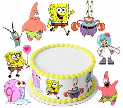 Essbar Spongebob Kuchen Party Tortenaufleger Torte Geburstag Zuckerbild 06
