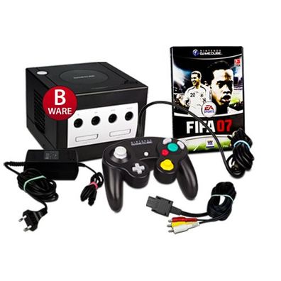 Gamecube Konsole Schwarz (B-Ware) #50B + Original Controller Schwarz + SPIEL FIFA 07