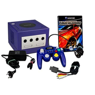 Original Nintendo Gamecube Konsole in LILA + Ähnlicher Controller + NEED FOR SPEED...