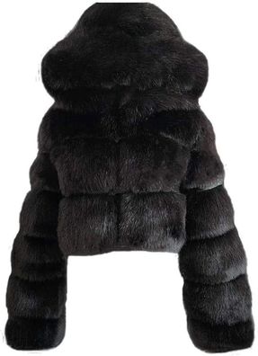 Women´s Hooded Faux Fur Fleece Warm Short Jacket