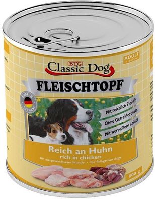 Classic Dog?Fleischtopf Pur Reich an Huhn - 6 x 800g? Hundefutter