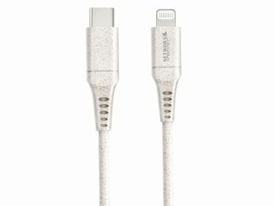 Networx Greenline Daten- und Ladekabel USB-C auf Lightning 1m weiß grau