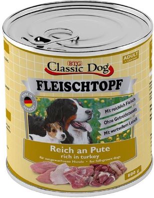 Classic Dog?Fleischtopf Pur Reich an Pute - 6 x 800g ?Hundefutter