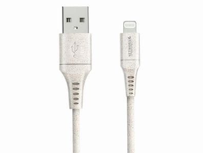 Networx Greenline Daten- und Ladekabel USB-A auf Lightning 1m weiß grau