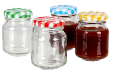 Mini-Marmeladengläser 4er-Set 80ml Gläschen Einmachglas Probiergläschen bunt