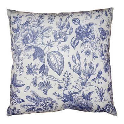 Clayre & Eef Kissenbezug 45x45 cm Weiß Blau Polyester Blumen (Gr. 45x45 cm)