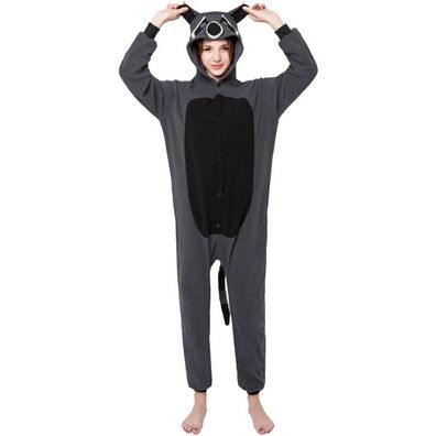 Karikatur Waschbär Nachthemd Tier Raccoon Druck Hooded Pajamas Paar Jumpsuit Homwear