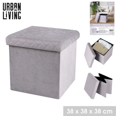 Urban Living Sitzhocker Velours Ottomane faltbar Sitzwürfel Aufbewahrungsbox 533
