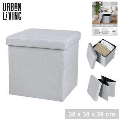 Urban Living Sitzhocker Sitzwürfel Aufbewahrungsbox Tissu 53277 hellgrau
