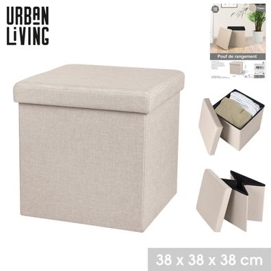 Urban Living Sitzhocker Sitzwürfel Aufbewahrungsbox Tissu 53276 Beige