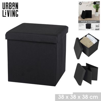 Urban Living Sitzhocker Sitzwürfel Aufbewahrungsbox Tissu 53274 schwarz