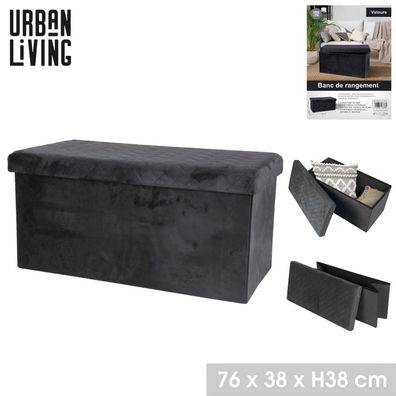 Urban Living faltbare Sitzbank "VELOURS" Aufbewahrungsbox 53376 Schwarz