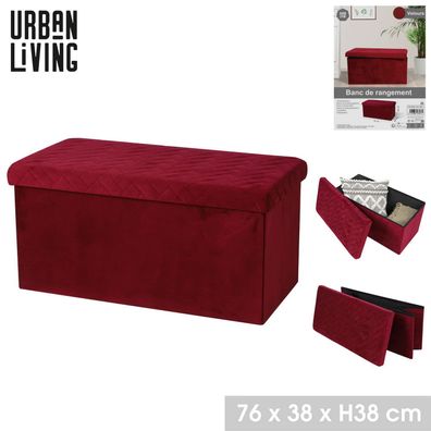 Urban Living faltbare Sitzbank "VELOURS" Aufbewahrungsbox 53397 Rot