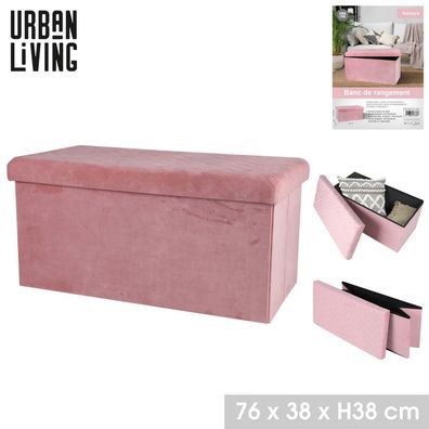 Urban Living faltbare Sitzbank "VELOURS" Aufbewahrungsbox 53380 Rosa