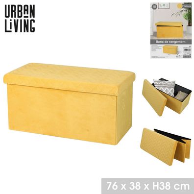 Urban Living faltbare Sitzbank "VELOURS" Aufbewahrungsbox 53398 Gelb
