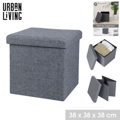 Urban Living Sitzhocker Sitzwürfel Aufbewahrungsbox Tissu 53275 Grau