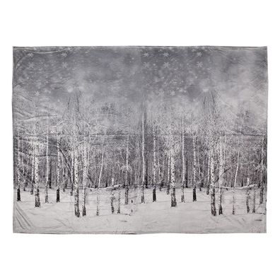 Clayre & Eef Tagesdecke 130x170 cm Grau Polyester Baum (Gr. 130x170 cm)