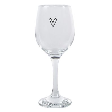 Clayre & Eef Weinglas Herz 250 ml Transparant Glas (Gr. Ø 8x17 cm / 250 ml)