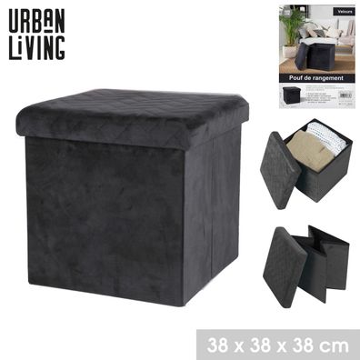 Urban Living Sitzhocker Ottomane faltbar Sitzwürfel Aufbewahrungsbox schwarz