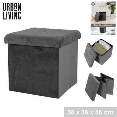 Urban Living Sitzhocker Ottomane faltbar Sitzwürfel Aufbewahrungsbox dunkelgrau