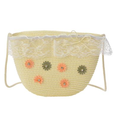Juleeze Mädchen Umhängetasche 22x15 cm Beige Papierstroh