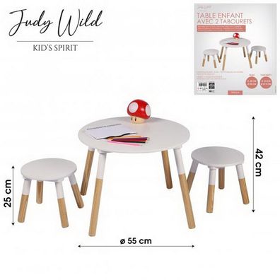 Judy Wild Kindertisch mit 2 Hockern weiß 151020