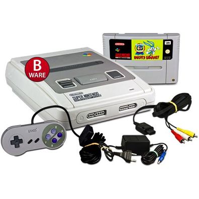 Original SNES Konsole (#B-Ware) + alle Kabel + Ähnlicher Controller + Spiel Tiny ...