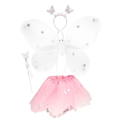 Toi-Toys Kostüm Princess Friends Schmetterlingsfee Tutu Flügel Diadem Zauberstab