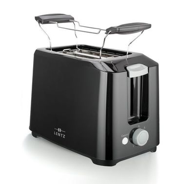 LENTZ 2-Scheiben Toaster 700 Watt Toastautomat mit Brötchenaufsatz Schwarz 74219