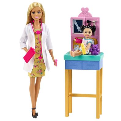 Barbie Kinderärztin Set Puppe mit Kind und Zubehör GTN51