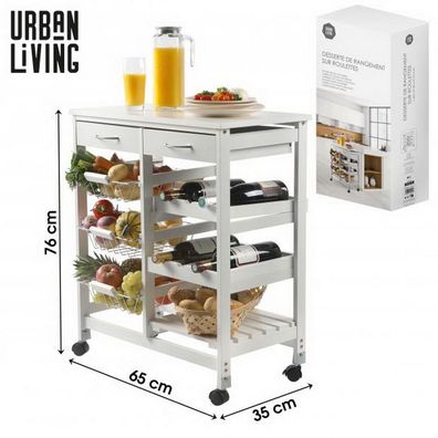Urban Living Küchenwagen 65 x 35 x 76 cm weiß 400101