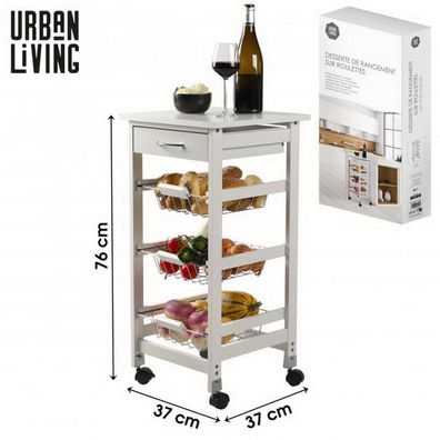 Urban Living Küchenwagen 37 x 37 x 76 cm weiss 400100
