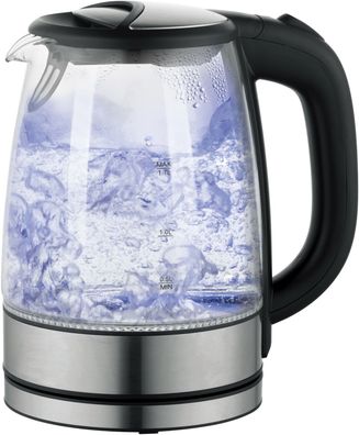 DESKI Glaswasserkocher Edelstahl Glas-Wasserkocher silber-schwarz 613-400715
