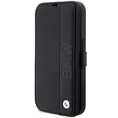 Hülle Bookcase iPhone 14 Pro BMW Echtleder schwarz aufstellbar