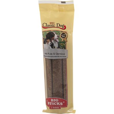Classic Dog ?Snack Big Sticks - Pute & Gemüse - 16 x 3er ? Hundesnack