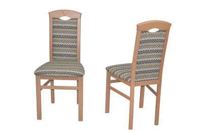 2 x Esszimmerstühle massivholz Buche / Stoff braun olive Polsterstühle Stuhlset