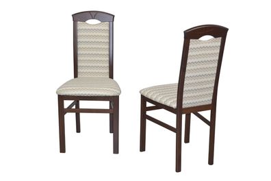 2 x Esszimmerstühle massivholz nußbaum / Stoffbezug creme Polsterstühle Stuhlset