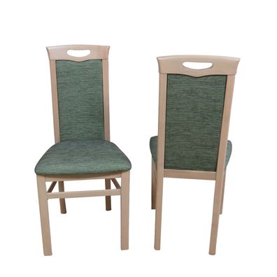 2 x Esszimmerstühle massivholz Buche Strukturstoff grün Polsterstühle Stuhlset