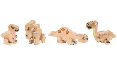FabBrix Dinosaurs FB-1817 Holzbausteine, Klemmbausteine aus zertifiziertem Buchenh