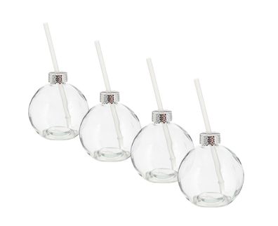 Christbaum Kugel Trinkglas 400 ml - 4er Set - Weihnachten Getränke Punsch Glas