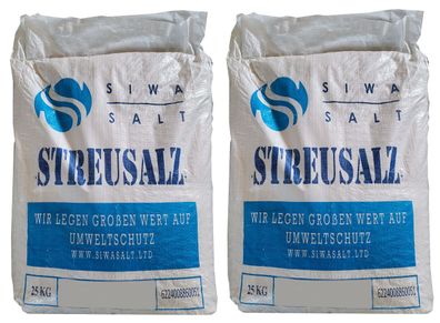 50 kg (2x25kg) Streusalz Siwa Salt hochwertiges Auftausalz Winterdienst Streugut