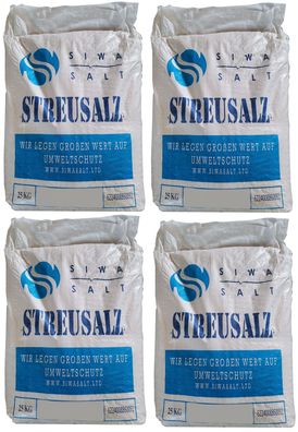 100kg (4x25kg) Streusalz Siwa Salt hochwertiges Auftausalz Winterdienst Streugut