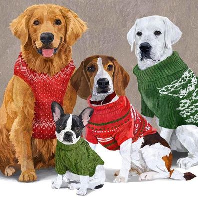 Servietten Sweater Dogs, Hunde im Pullover, 33x33, 333001427 20 St