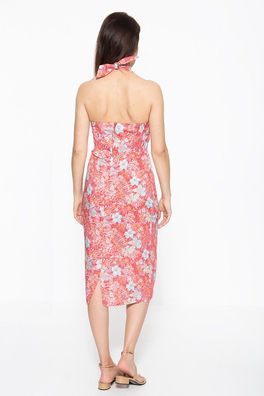 Queen Kerosin Sommerkleid mit tropischem Muster QK4191021029 Rot