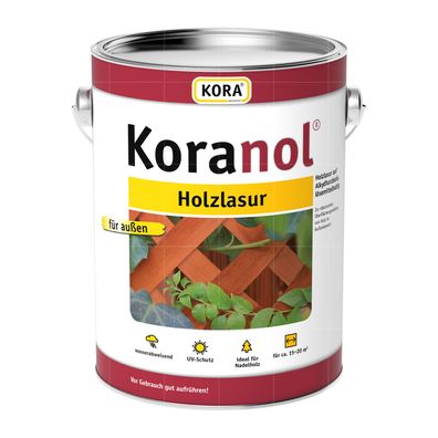 KORA Koranol Holzlasur - 5 LTR Alkydharzbasis Wetterbestaendig Farbwahl